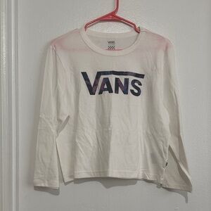Vans White and Pink Long Sleeve Tee